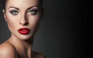 Woman Face Red Lipstick